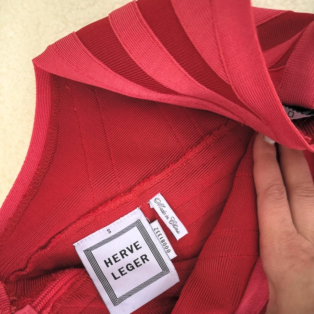 Herve Leger One Shoulder Red Dress - Picture 3 of 3